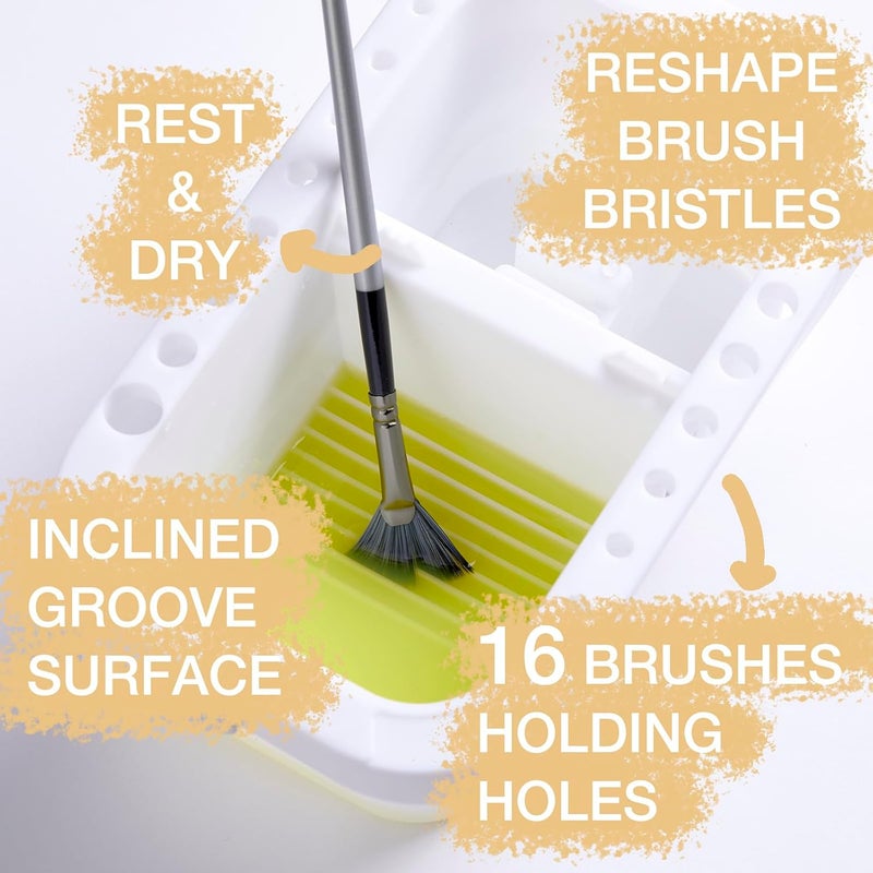 SEVENTY Paint Brush Cleaner, Paint Brush Holder and Organizers with Palette for Acrylic, Watercolor, and Water-Based Paints (White) - Image 2